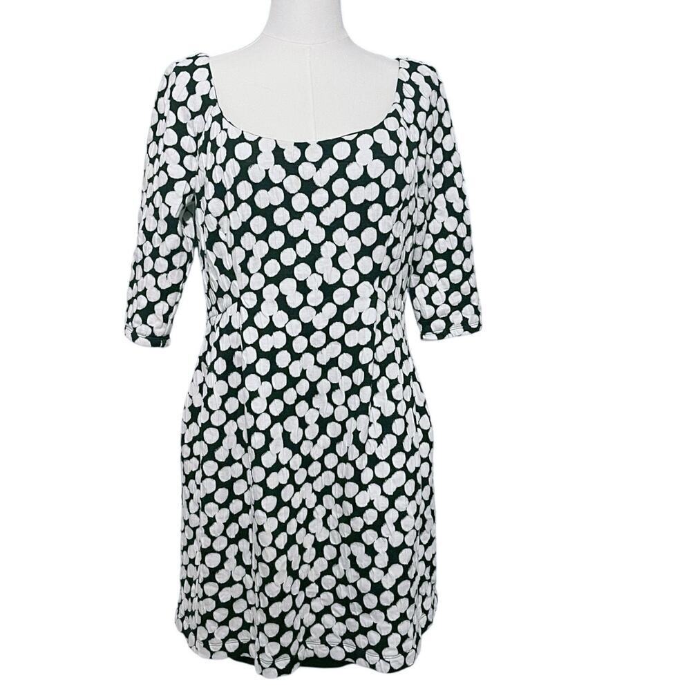 Betsey Johnson Polka Dot Fit and Flare Dress Black White 10 Retro - Picture 3 of 12